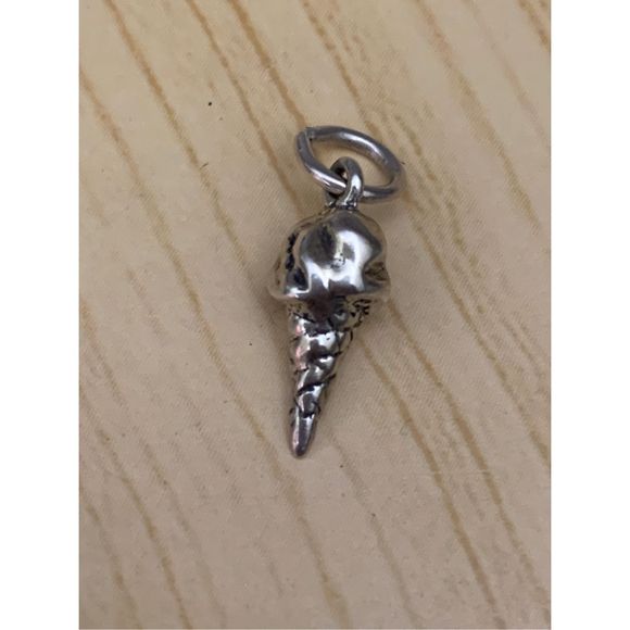 Ice Cream Waffle Cone Sterling Silver Jewelry Charm - Picture 2 of 3